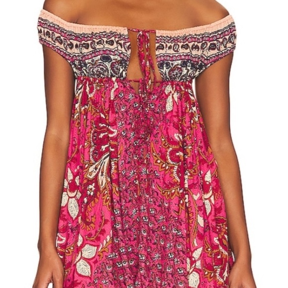 Free People NWT beautiful strawberry combo boho print tunic or dress size small - Picture 5 of 16